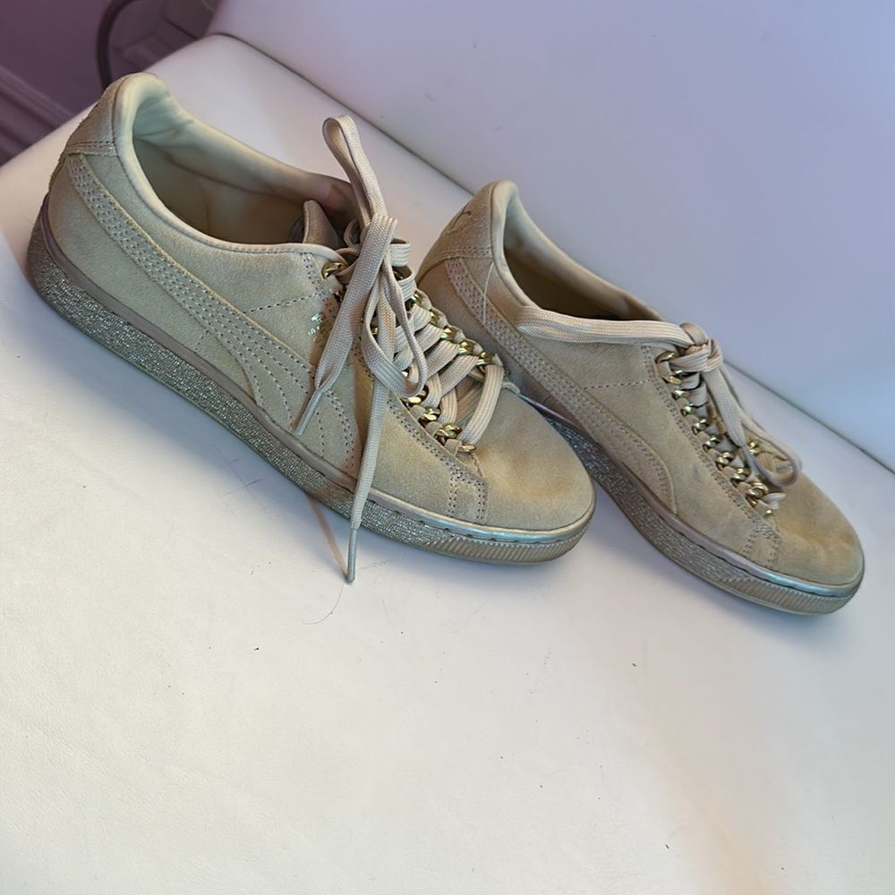 Puma classic suede chain sneakers in reed yellow - Picture 3 of 5